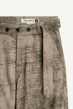 BAGGY WASHED LEATHER TROUSERS - Zara фото 9