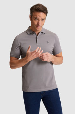 Erkek Gri Regular Fit Polo Yaka Basic Ti__rt
