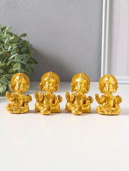 Набор фигурок 4 шт. «Ганеша», полистоун под золото, 3.5×4.4×6.2 см