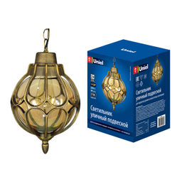 UUL-H90A 60W/E27 IP54 GOLD Светильник уличный, под лампу Е27. Архитектурный подвесной. Корпус золотистый. TM Uniel