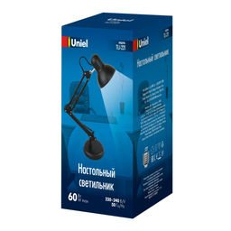 TLI-221 BLACK E27 Светильник настольный. Цоколь Е27. 60W. Механический выключатель. Черный. ТМ Uniel