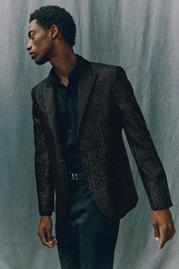 Americana de esmoquin con lentejuelas Regular Fit - H&m фото 5