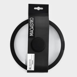 Крышка Magistro, d=20 см, со сливом, с силиконовым ободком и ручкой, жаропрочное стекло