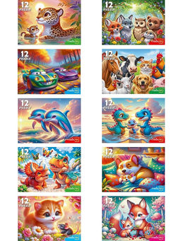 Цена за 2 шт. Puzzle 12 элементов "Любимые пазлы" в ассорт. (П12-2865) по 10шт. в шоубоксе