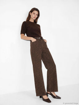 Wideleg Leopar Desenli Kad?n Jean Pantolon