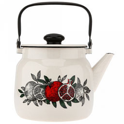 "Цвет граната" Чайник эмалированный 3,5л, 3,5л, д19,4см, h16,2см, s0,08мм, двойной слой эмалевого покрытия, металлическая крышка с пластмассовой ручкой-кнопкой, металлическая подвижная ручка (Россия)