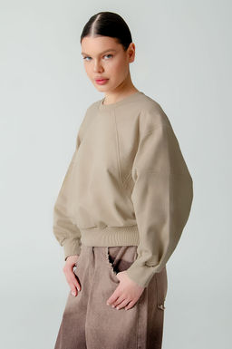 Арт. 15110/5 Свитшот женский укороченный one size (42-50) Цвет:бежевый - Калинка фото 4