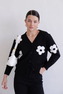 Martichelli Кардиган чёрный с белыми цветами