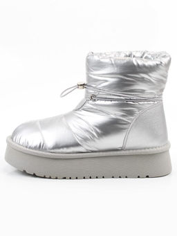 04-WA003-2M GREY/SILVER Ботинки зимние женские (натуральная кожа, курточная ткань, 100% шерсть)