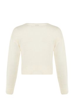 Ekru Y?lbas? Temal? Crop Yumusak Dokulu Triko Kazak TWOAW23KZ01569 - Trendyolmilla фото 7