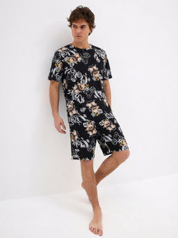 Пижама мужская кулирка с шортами "ЧЕЛСИ" МИШКИ ЧЕРНЫЙ