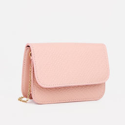 Сумка детская на молнии, длинная цепь, цвет розовый