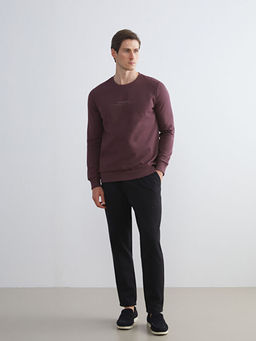Bisiklet Yaka Bask?l? Erkek Sweatshirt