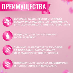 Расчёска массажная, широкая, продуваемая, 8.5×20.5(±1) см, прозрачная