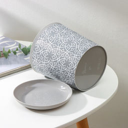 Горшок для цветов с поддоном Доляна «Кракле», 1.6 л, d=14 см, h=15.5 см, пластиковый, серый