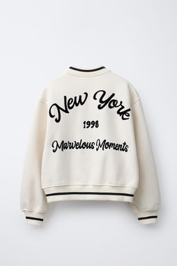 EMBROIDERED TEXT FLEECE BOMBER JACKET - Zara фото 2