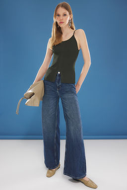 Koyu Haki Halter Yaka Ask?l? Ince Bluz TWOSS25BZ00320