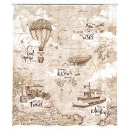 VAL TC-R-1818 Штора для ванной комнаты, полиэстер, 180*180 см, TRAVELLING RETRO, шт