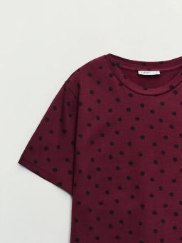 Футболка из хлопка с принтом в горошек / Zarina  фото 3