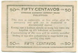 Банкнота 50 сентаво 1944 года Филиппины (Минданао, Администрация США)