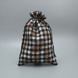 Цена за 5 шт. Мешочек подарочный холща Клетка, 20 х 30 см +/- 1.5 см