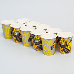 Цена за 10 шт. Стакан одноразовый бумажный «С Днем Рождения», 250 мл, Трансформеры