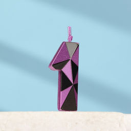 Цена за 3 шт. Свеча для торта «Алмаз», цифра 1, фиолетовый металлик