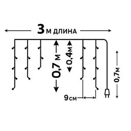 ULD-B3010-200/DTA BLUE IP20 Бахрома светодиодная с контроллером, 200 светодиодов, 3 м, синий, IP20, провод прозрачный - Volpe фото 9