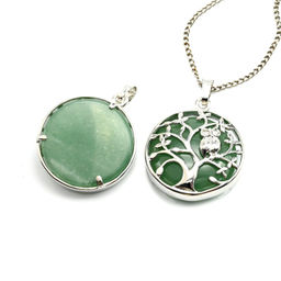 Кулон Дерево двухсторонний в металле с авантюрином зеленым 27*27мм