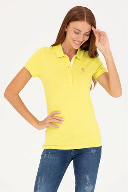 Женская неоново-желтая базовая футболка с воротником-поло Неожиданная скидка в корзине - U.s. polo assn фото 3