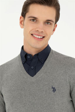 Мужской серый меланжевый базовый свитер - U.s. polo assn фото 2