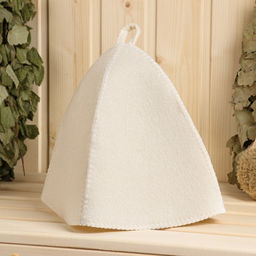 Набор для бани Белый без вышивки шапка, варежка, коврик в плёнке - Добропаровъ фото 4