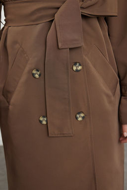 Trendyolmilla Haki Kemerli Ruzgarl?k Detayl? Su Itici Uzun Trenckot TWOSS21TR0005  фото 67