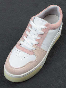 03-YG453-1 WHITE/PINK/BEIGE/LT. BLUE Кроссовки женские (натуральная кожа) - Фабричный китай фото 7