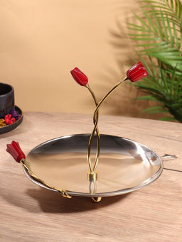 Подставка для пирожных Три тюльпана, 25.5?24?28 см, нержавеющая сталь