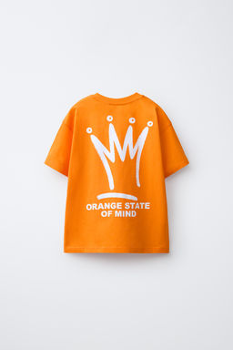 CAMISETA ESTAMPADO TEXTO / Naranja vivo - Zara фото 2