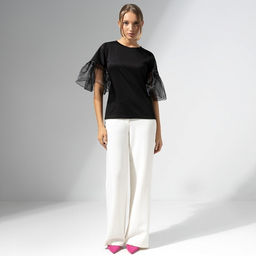 Футболка с рукавами из органзы Сердечное признание - Charutti фото 4