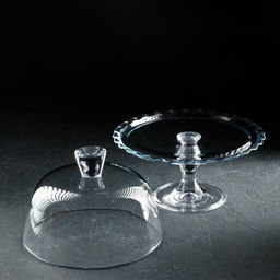 Блюдо Paşabahçe Patisserie, с крышкой, на ножке, стекло, прозрачное