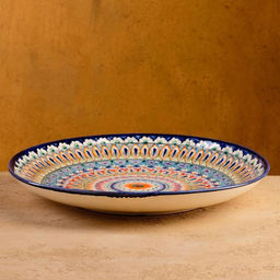Ляган узбекский Риштанская Керамика «Узоры», d=32 см, синий