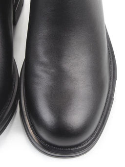 01-M43-12 BLACK Ботинки демисезонные женские (натуральная кожа, байка)