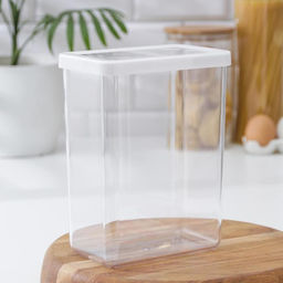 Банка для хранения сыпучих продуктов IDEA «Степ», 2.5 л, 16×10×21 см, пластик, крышка белая