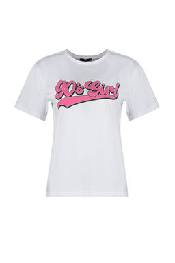 TRENDYOLMILLA Lacivert Bask?l? Oversize/Genis Kal?p Dik Yaka Orme T-Shirt TWOSS23TS00373  фото 11