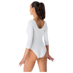Купальник гимнастический Grace Dance, с рукавом 3/4, р. 40, цвет белый  фото 6