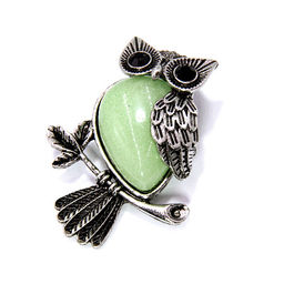 Брошь Сова с камнем Фосфор притягивает удачу 3,5х4,5см
