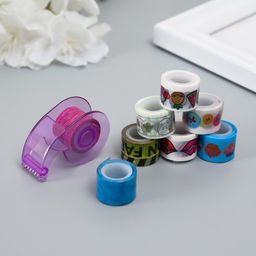 Цена за 2 шт. Клейкая лента декоративная с держателем, набор 8 шт., ш. 1.2 см, дл. 2.8 м, МИКС