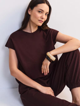 Футболка со спущенным плечом из хлопка ZR2605013412-27 / Zarina