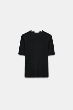CONTRAST PIPING T-SHIRT - Zara фото 6