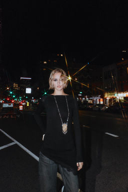 ASYMMETRIC HEM LACE T-SHIRT - Zara фото 2