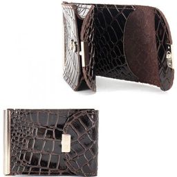 Зажим для купюр Croco-зк-300 (карм на мелочи, 2 кнопки) натуральная кожа коричневый крокодил (238) 226925