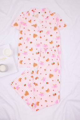 Pembe-Cok Renkli %100 Pamuk Eglence Desenli Orme Pijama Tak?m? THMSS26PT00008 - Trendyolmilla фото 5